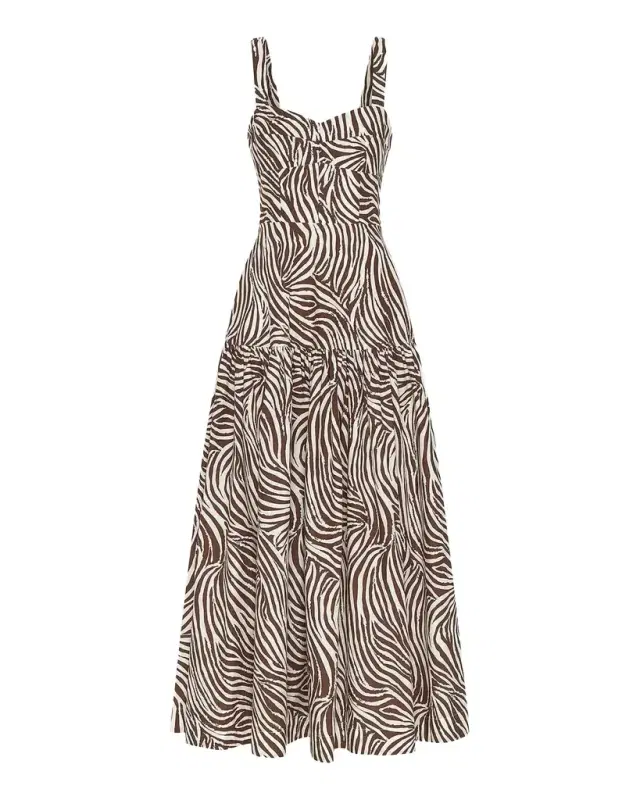 NICHOLAS Valeria Flounce Sweetheart Midi Dress