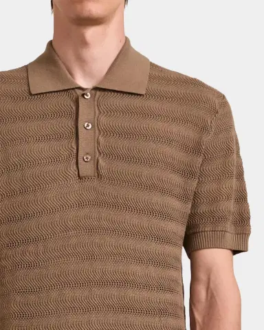 Frescobol Carioca Men's Vidal Cotton Knit Jacquard Stripe Polo Shirt | Thumbnail 5 Frescobol Carioca Men's Vidal Cotton Knit Jacquard Stripe Polo Shirt | Thumbnail 5