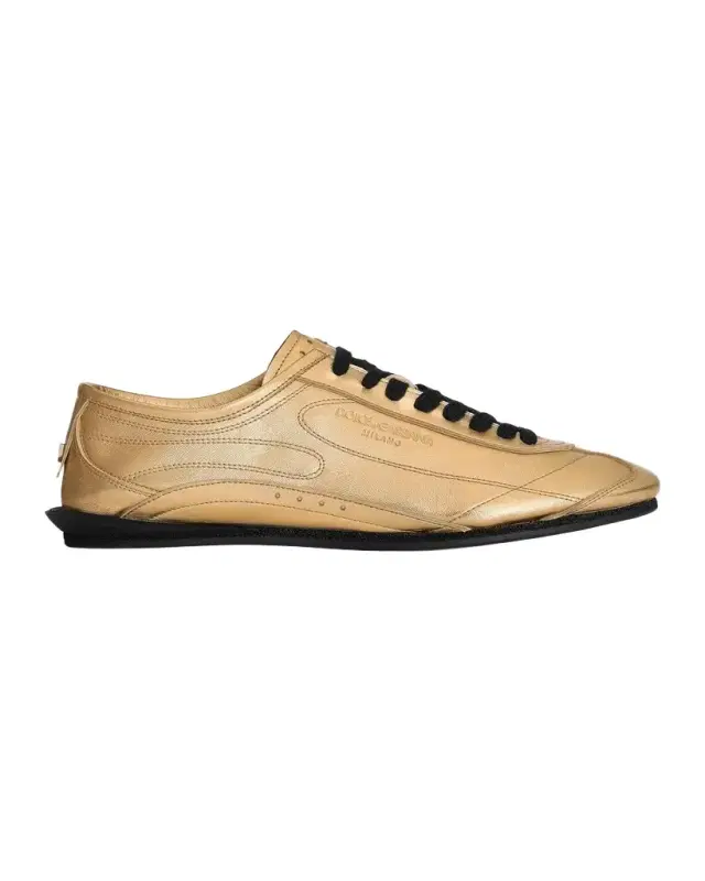 Dolce & Gabbana Men's Lipari Metallic Leather T-Toe Sneakers