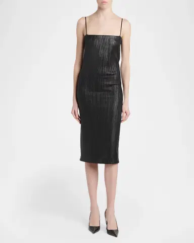 Tom Ford Leather Ribbed Midi Dress | Thumbnail 2