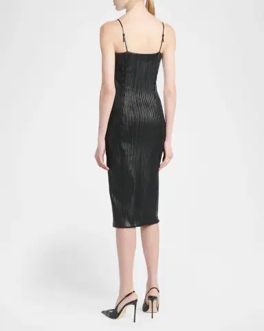 Tom Ford Leather Ribbed Midi Dress | Thumbnail 3