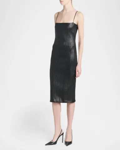 Tom Ford Leather Ribbed Midi Dress | Thumbnail 4