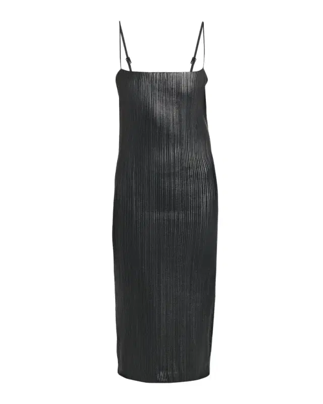 Leather Ribbed Midi Dress