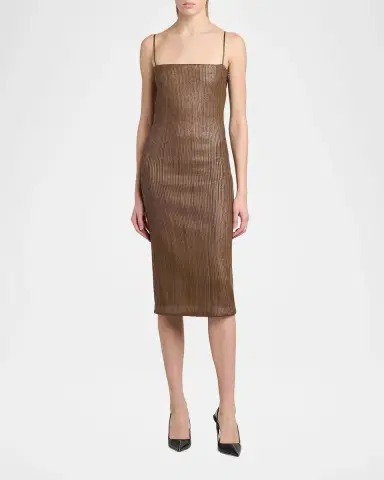 Tom Ford Leather Ribbed Midi Dress | Thumbnail 2