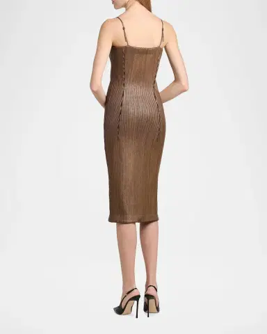 Tom Ford Leather Ribbed Midi Dress | Thumbnail 3