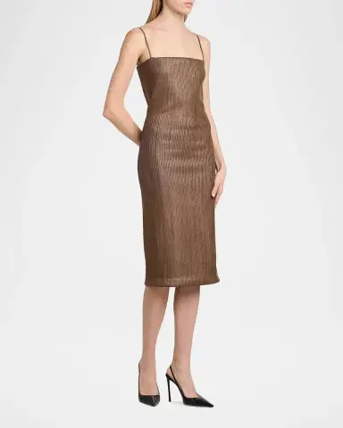 Tom Ford Leather Ribbed Midi Dress | Thumbnail 4