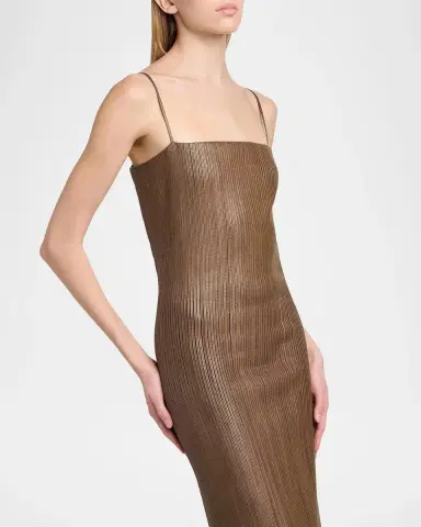 Tom Ford Leather Ribbed Midi Dress | Thumbnail 5
