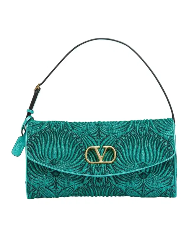 Valentino Garavani Devain Metallic Jacquard Top-Handle Bag