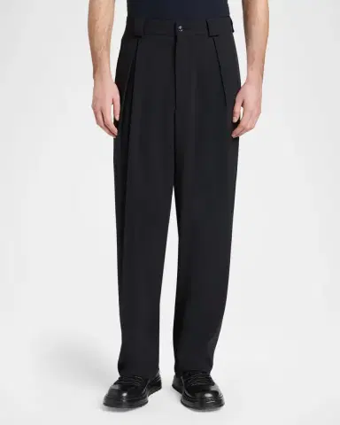 Giorgio Armani Men's Virgin Wool-Blend Straight-Leg Trousers | Thumbnail 4