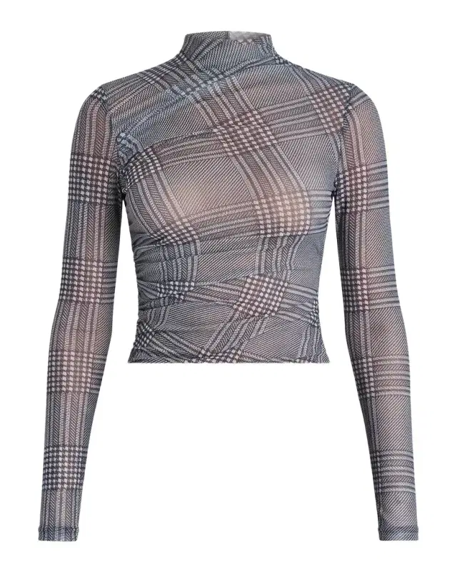Christina Plaid Mesh Top