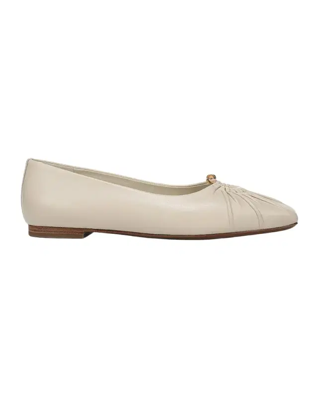 Dany Gathered Leather Ballerina Flats