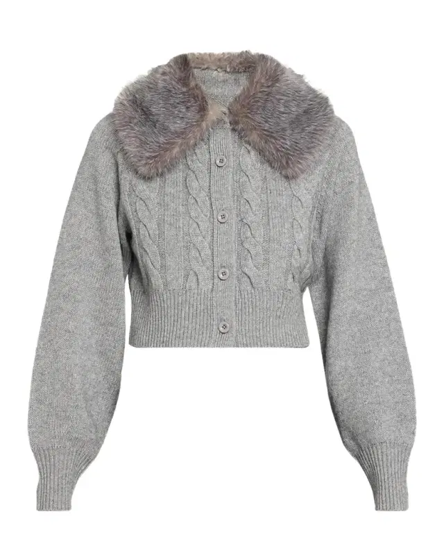 Toccin Rita Cable-Knit Cardigan with Removable Collar