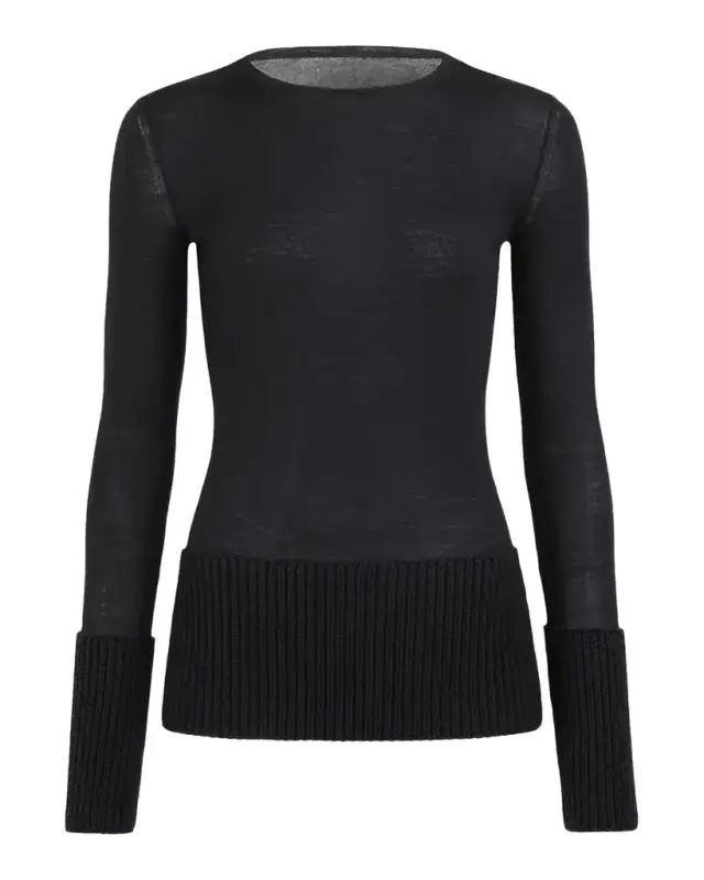Merino Wool Long-Sleeve Crewneck Top