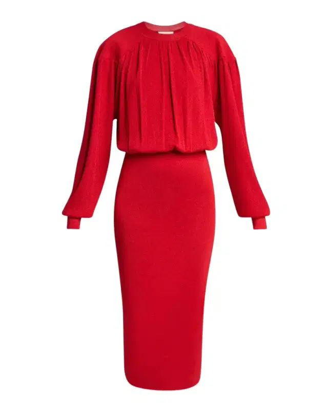 Isabel Marant Aliza Shimmering Knit Long-Sleeve Midi Dress