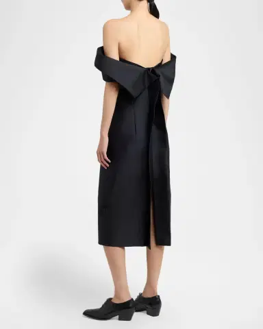Jil Sander Off-The-Shoulder Silk-Wool Midi Dress | Thumbnail 3 Jil Sander Off-The-Shoulder Silk-Wool Midi Dress | Thumbnail 3