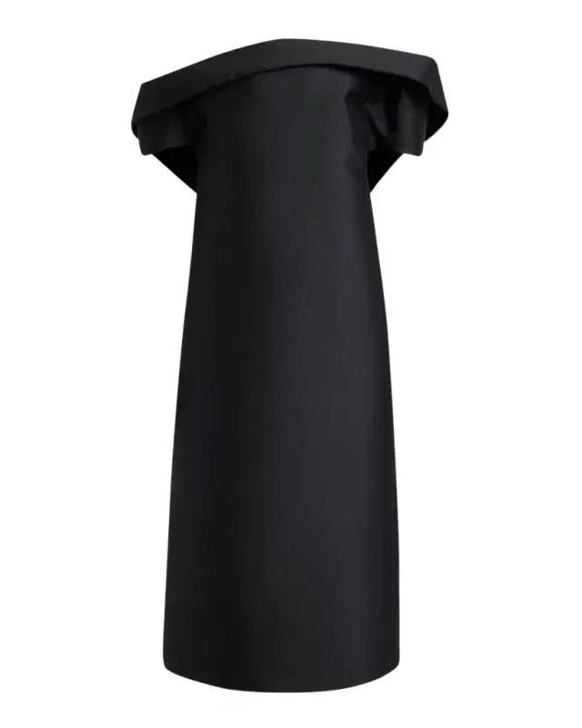 Off-The-Shoulder Silk-Wool Midi Dress