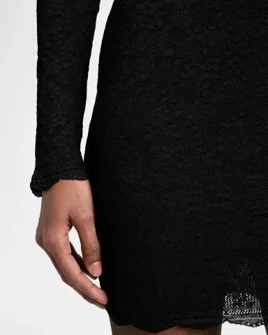 Saint Laurent Floral Lace Knit Long-Sleeve Mini Dress | Thumbnail 5