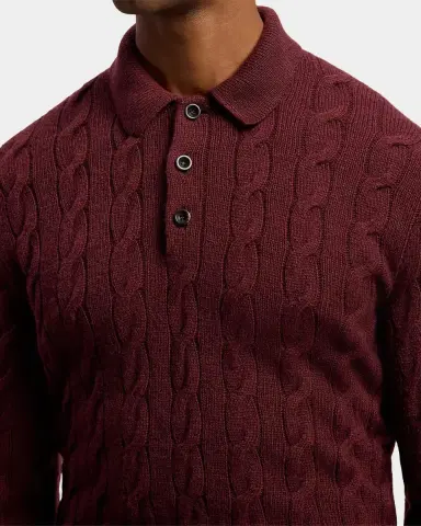 Ralph Lauren Men's Cashmere Cable-Knit Polo Sweater | Thumbnail 5