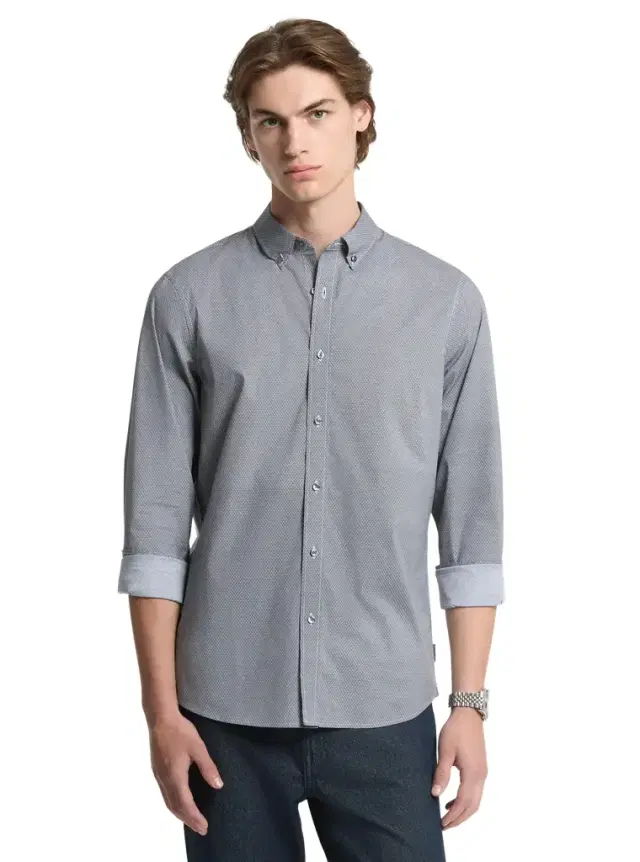Michael Kors Collection Diamond Print Stretch Cotton Shirt in