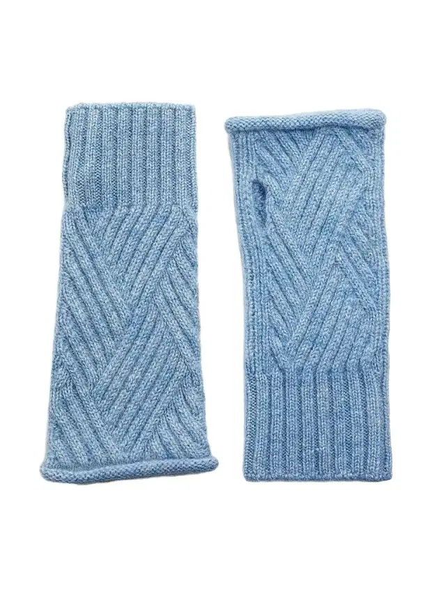 Saks Fifth Avenue Women's Cabel-Knit Ribbed Trim Fingerless Gloves