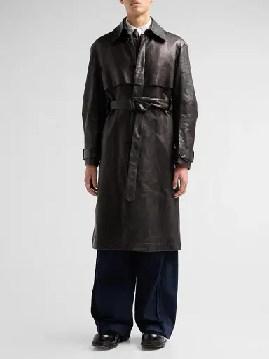 Public School Men Lafayette Leather Longline Coat | Thumbnail 2