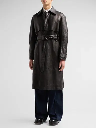 Public School Men Lafayette Leather Longline Coat | Thumbnail 4