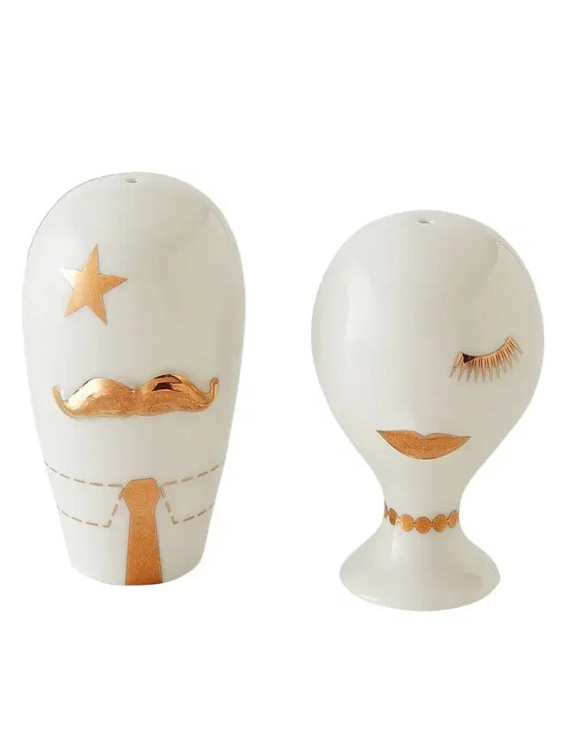 Jonathan Adler Gilded Mr. & Mrs. Muse Salt & Pepper Shakers