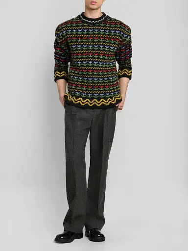 Marni Men's Floral Wool Knit Crewneck Sweater | Thumbnail 2