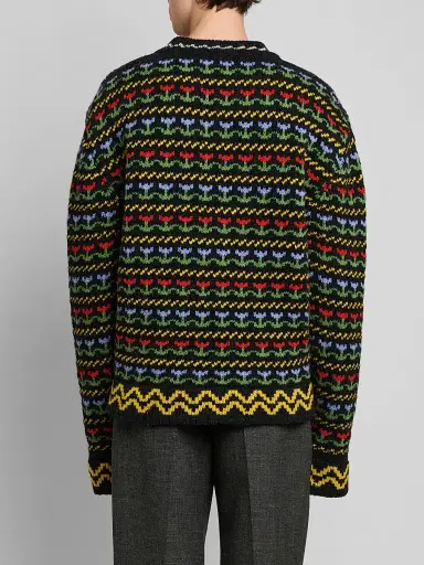 Marni Men's Floral Wool Knit Crewneck Sweater | Thumbnail 3