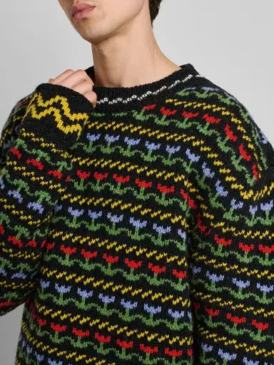 Marni Men's Floral Wool Knit Crewneck Sweater | Thumbnail 5