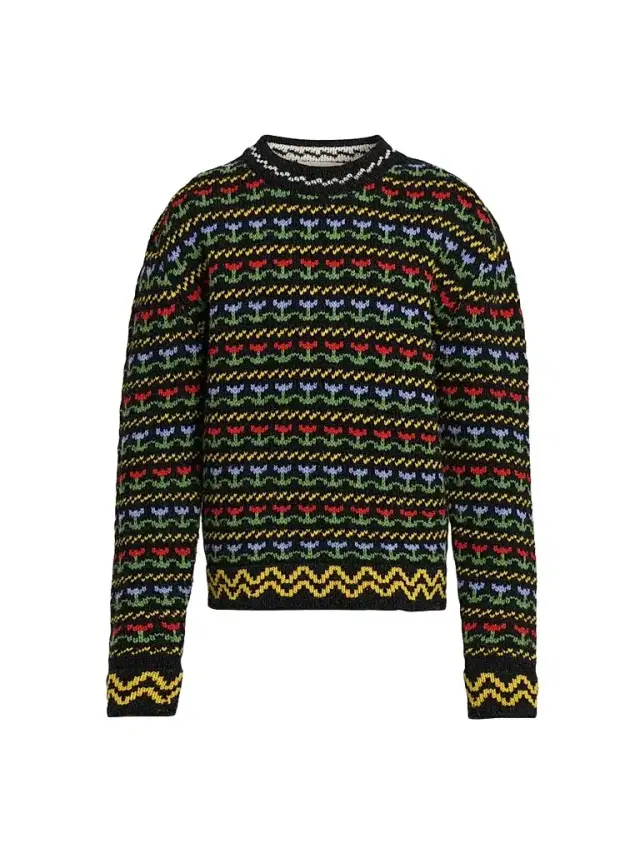 Marni Men's Floral Wool Knit Crewneck Sweater