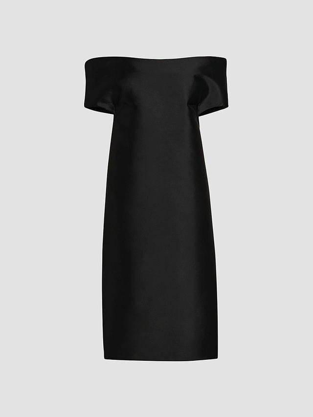 Women's Off-The-Shoulder Silk-Wool Midi Dress