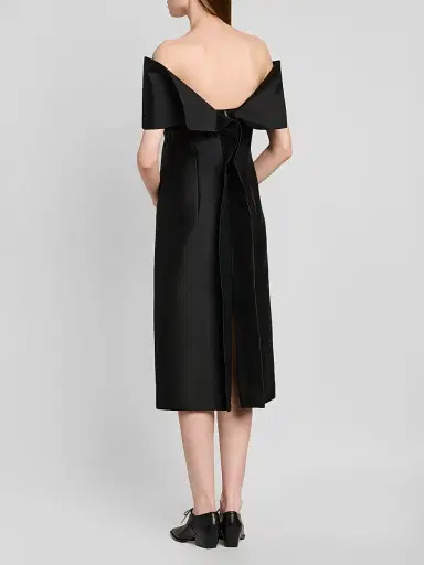 Jil Sander Women's Off-The-Shoulder Silk-Wool Midi Dress | Thumbnail 3 Jil Sander Women's Off-The-Shoulder Silk-Wool Midi Dress | Thumbnail 3