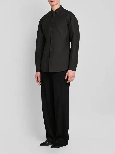 Jil Sander Men's Tailored Double-Splittable Wool-Twill Melange Dress Shirt | Thumbnail 2 Jil Sander Men's Tailored Double-Splittable Wool-Twill Melange Dress Shirt | Thumbnail 2