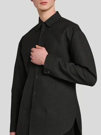 Jil Sander Men's Tailored Double-Splittable Wool-Twill Melange Dress Shirt | Thumbnail 5 Jil Sander Men's Tailored Double-Splittable Wool-Twill Melange Dress Shirt | Thumbnail 5