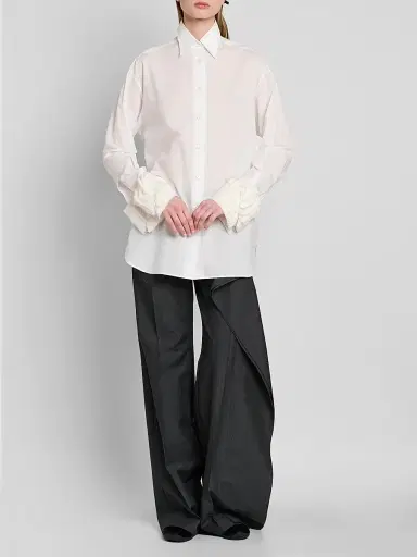Jil Sander Women's Layered-Cuff Cotton Top | Thumbnail 2 Jil Sander Women's Layered-Cuff Cotton Top | Thumbnail 2