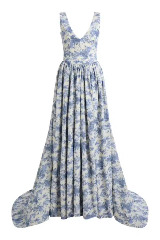 Brielle Prarie Blue Ikat Gown