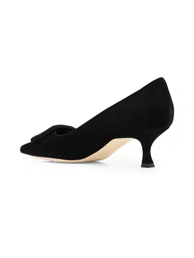 Manolo Blahnik Women's Maysale 50MM Buckle-Detail Suede Pumps | Thumbnail 4 Manolo Blahnik Women's Maysale 50MM Buckle-Detail Suede Pumps | Thumbnail 4
