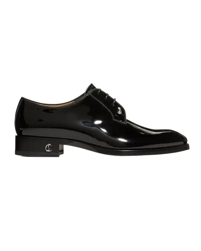 Christian Louboutin Men's Chambeliss Patent Red-Sole Oxfords
