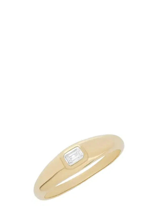 Lana 14K Gold Skinny Curved Emerald-Cut Diamond Ring