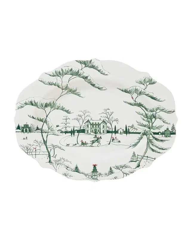Country Estate Winter Frolic 18" Platter Evergreen