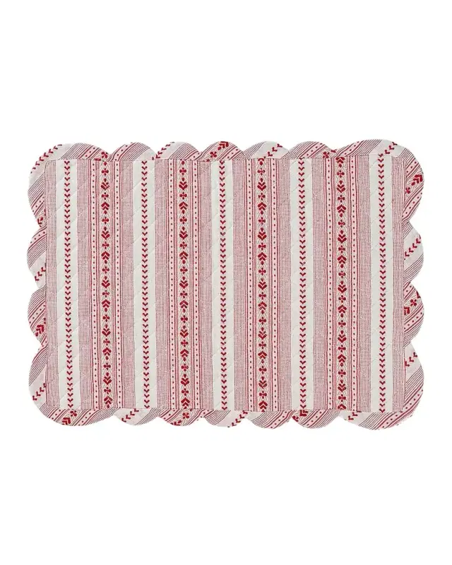 Juliska Villa Stripe Quilted Red Placemats, Set of 4