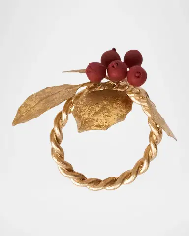 Juliska Forest Walk Holly with Berries Napkin Rings, Set of 4 | Thumbnail 4