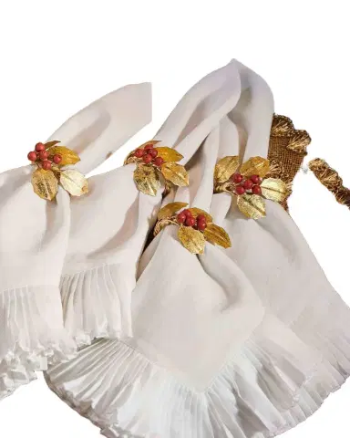 Juliska Forest Walk Holly with Berries Napkin Rings, Set of 4 | Thumbnail 1
