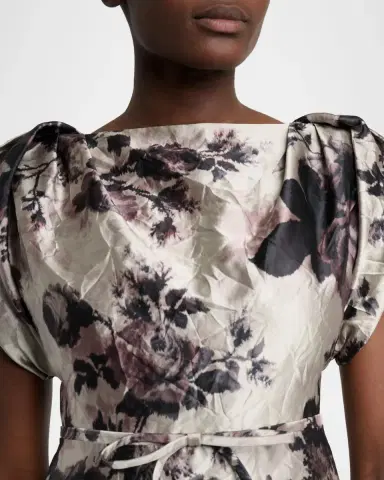 Erdem Floral Textured Satin Column Maxi Dress | Thumbnail 4