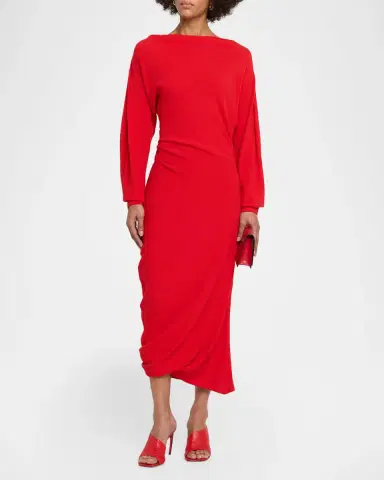 A.L.C. Sandra Gathered Boat-Neck Midi Dress | Thumbnail 2