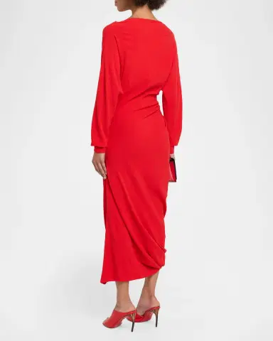 A.L.C. Sandra Gathered Boat-Neck Midi Dress | Thumbnail 3