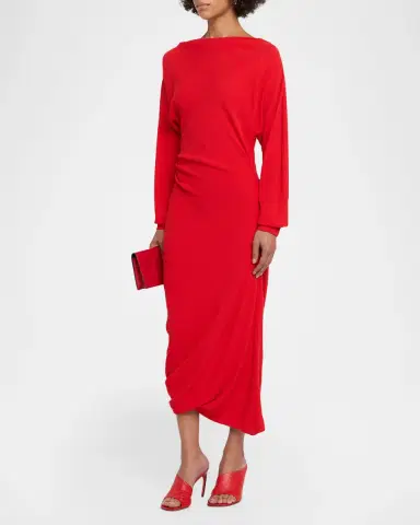 A.L.C. Sandra Gathered Boat-Neck Midi Dress | Thumbnail 4
