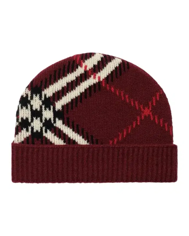 Burberry Check Cashmere Knit Beanie