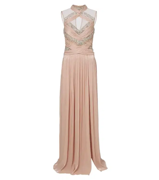 Costarellos Avalia draped embellished georgette bustier gown